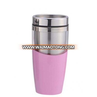 PLASTIC stainless steel mug with handle